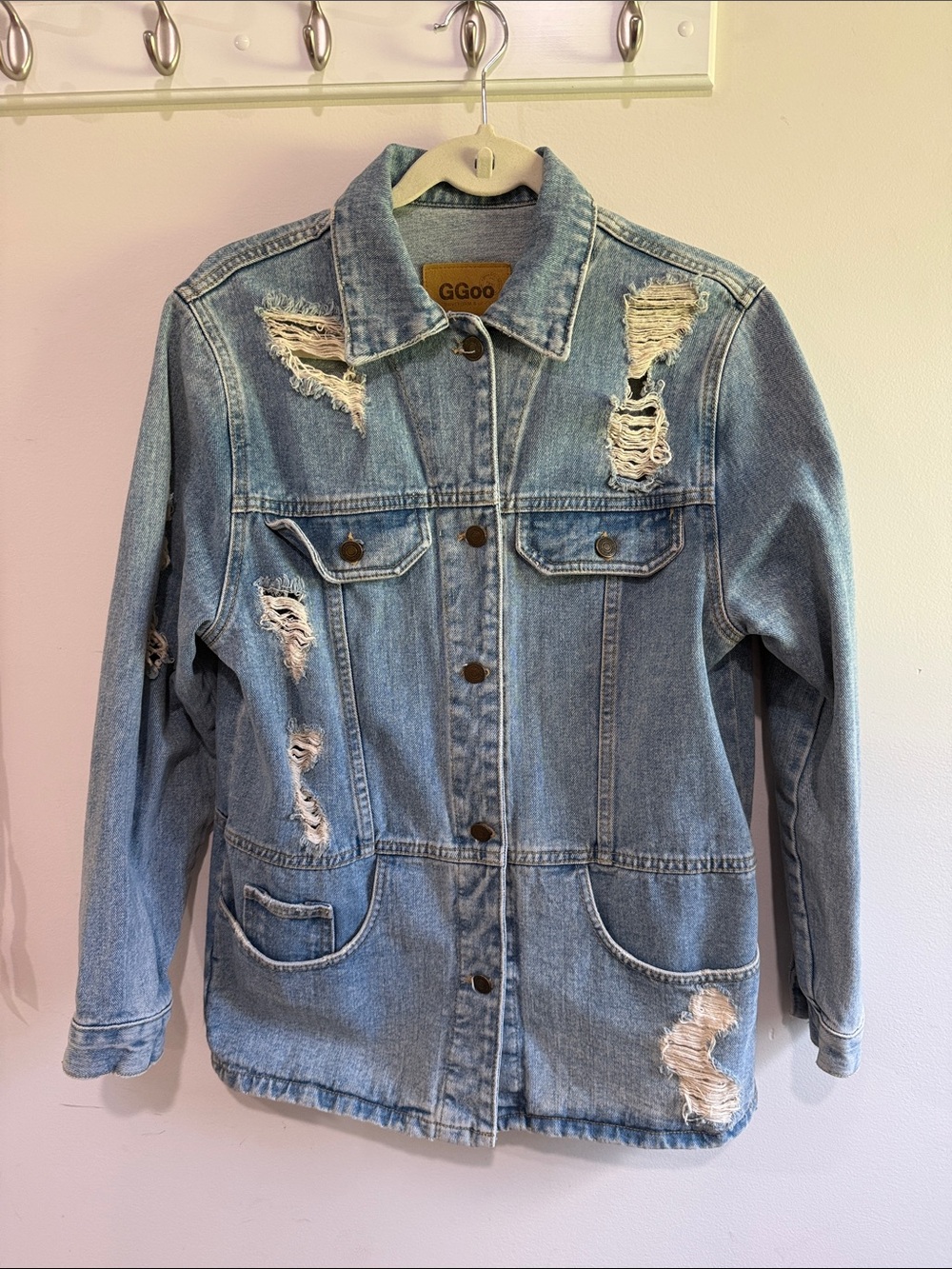Light Blue Distressed Denim Jacket
